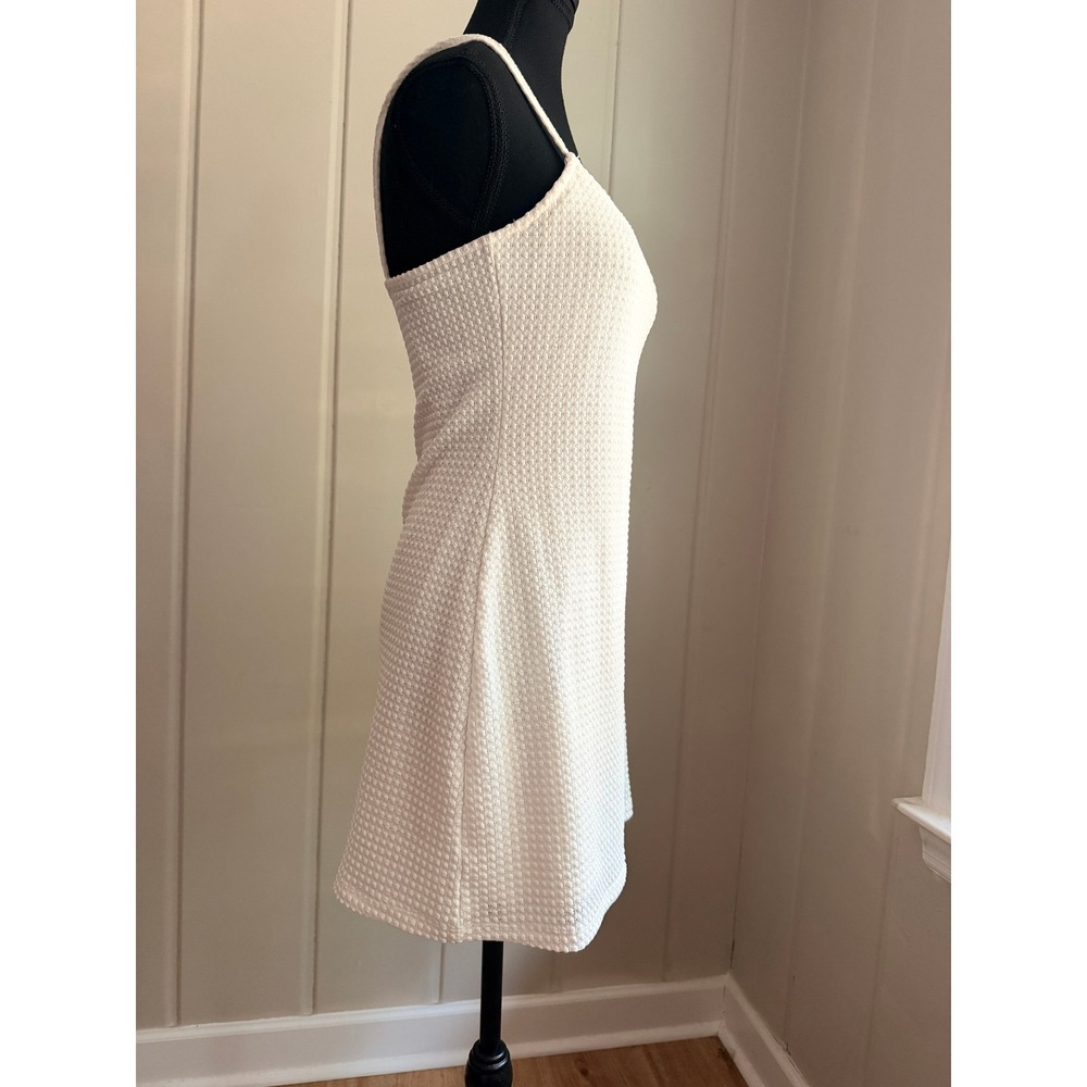 H&M Divided White Textured Popcorn Knit Mini Dress Spaghetti Strap Small - Picture 2 of 7